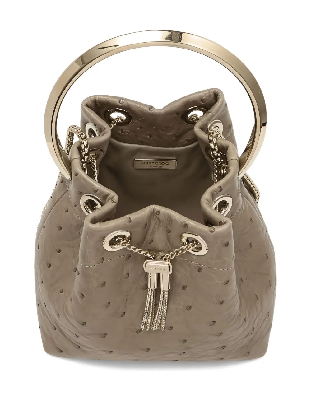 Jimmy Choo Bon Bon Ring-handle Bucket Bag In Brown