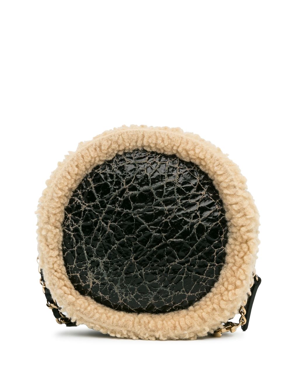 CHANEL Pre-Owned 2019 glanzende Crumpled Sheepskin ronde clutch met ketting crossbodytas - Bruin