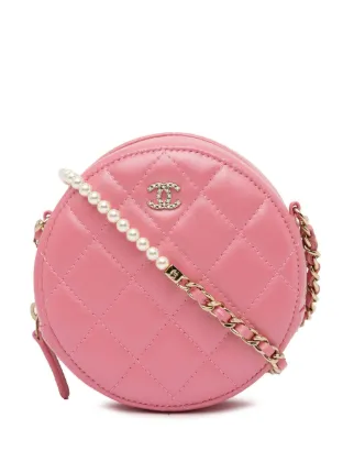 CHANEL Pre-Owned 2020 キルティングレザー ラウンドパール ショルダー 
