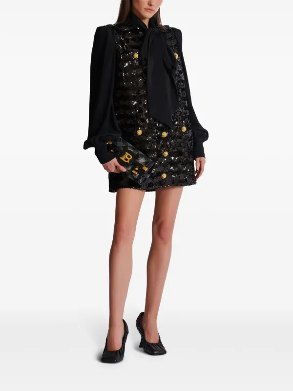 Balmain sequin embellished Mini Dress Black FARFETCH ZA