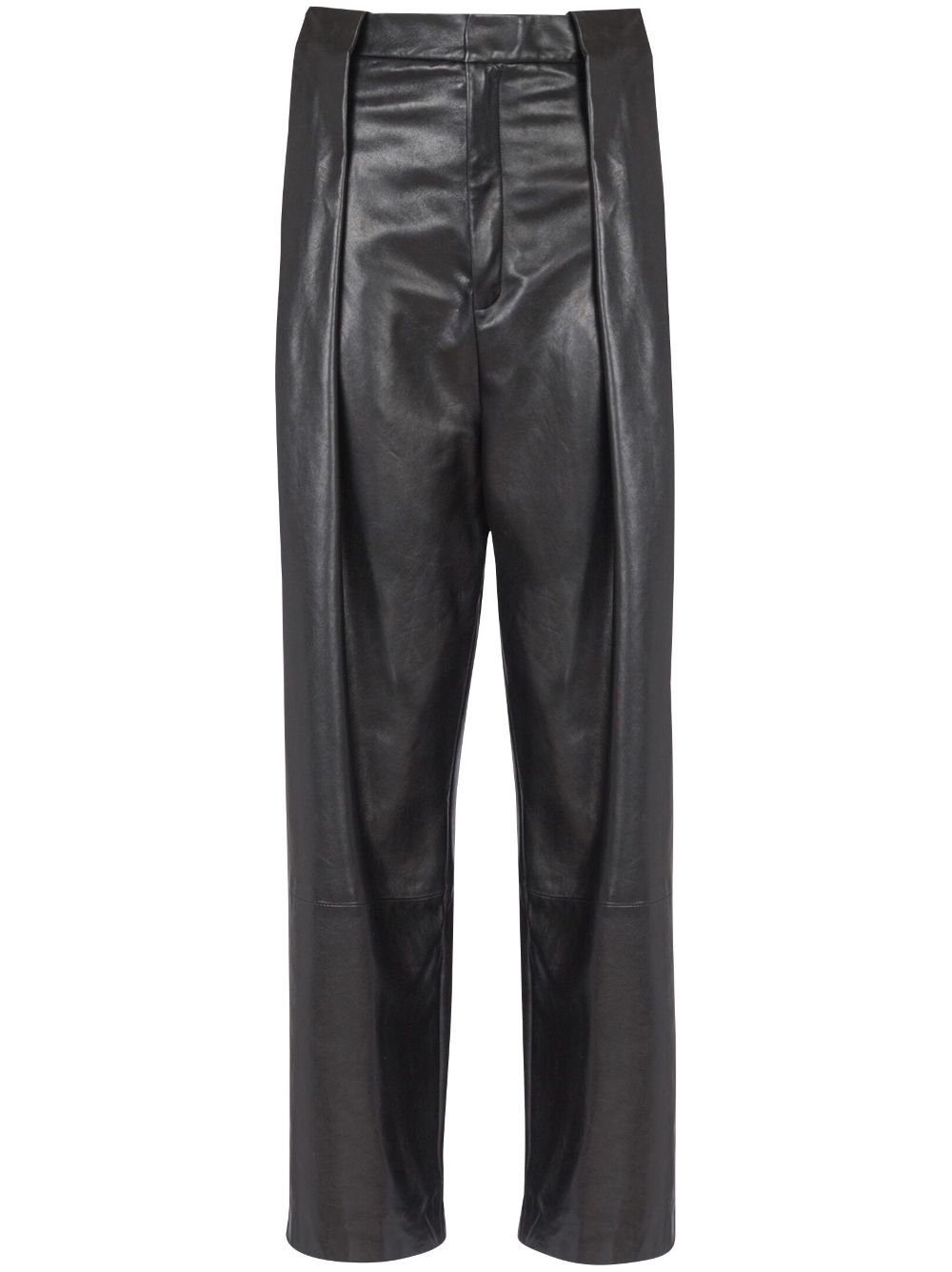 Balmain pleated leather trousers - Black