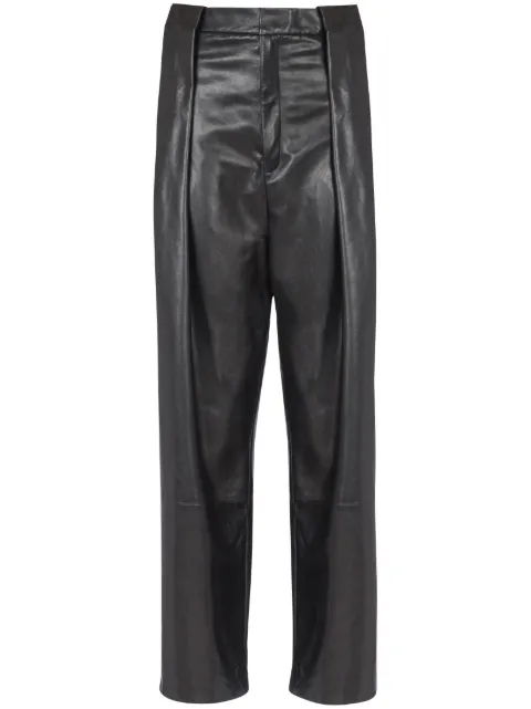 Balmain pleated leather trousers