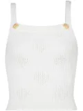 Balmain vichy-gingham knit tank top - White