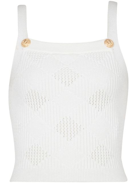 Balmain vichy-gingham knit tank top Women