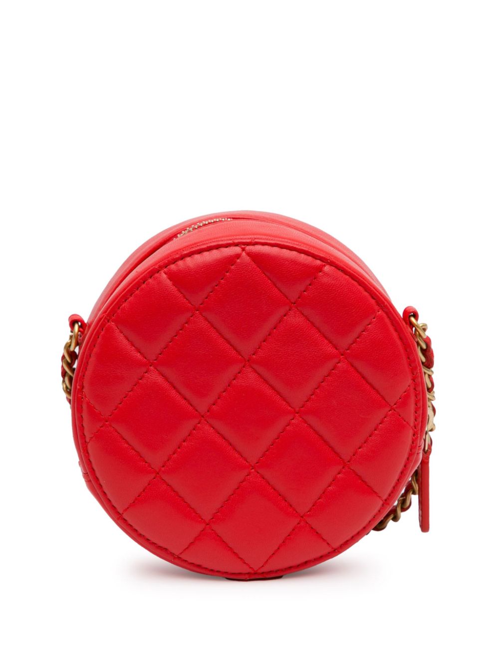 CHANEL Pre-Owned 2019 CC gewatteerde lamsleren Round Pearl Clutch with Chain crossbodytas - Rood