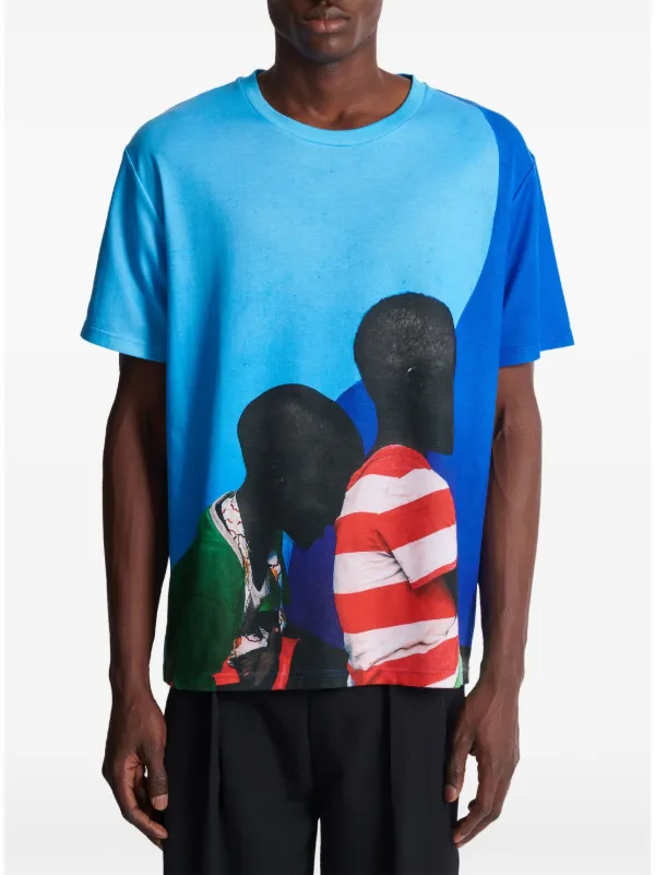Balmain graphic-print T-shirt Blue FARFETCH VN