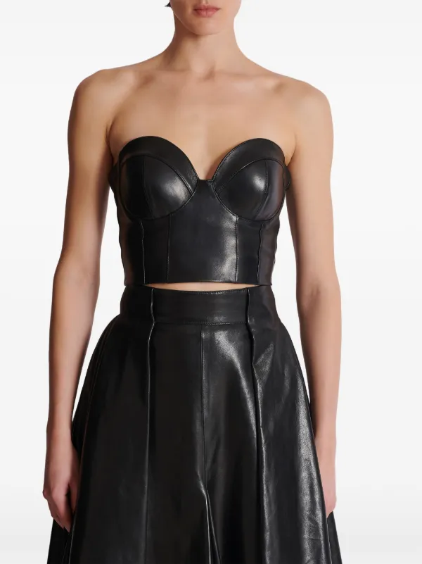 Balmain zip-up Leather Corset Top | Black | FARFETCH