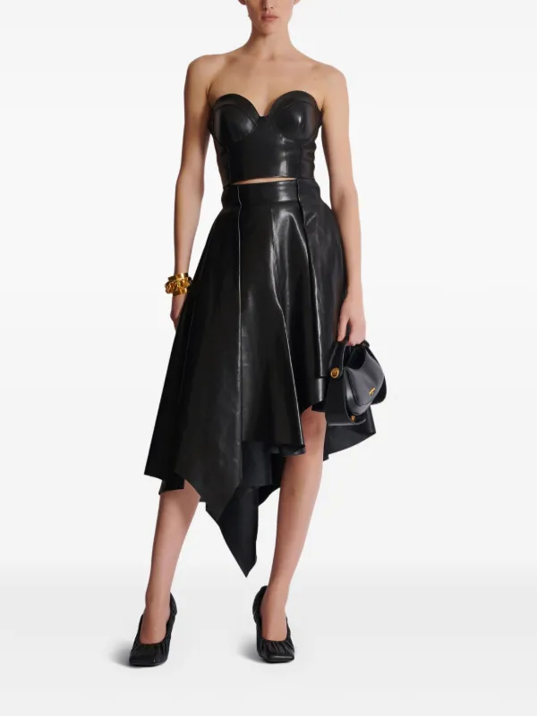 Balmain zip-up Leather Corset Top | Black | FARFETCH