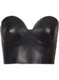 Balmain zip-up leather corset top - Black