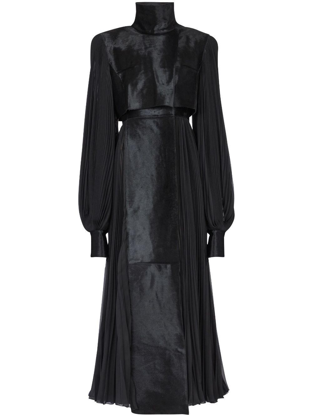 Balmain pleated high-neck trench coat - Black