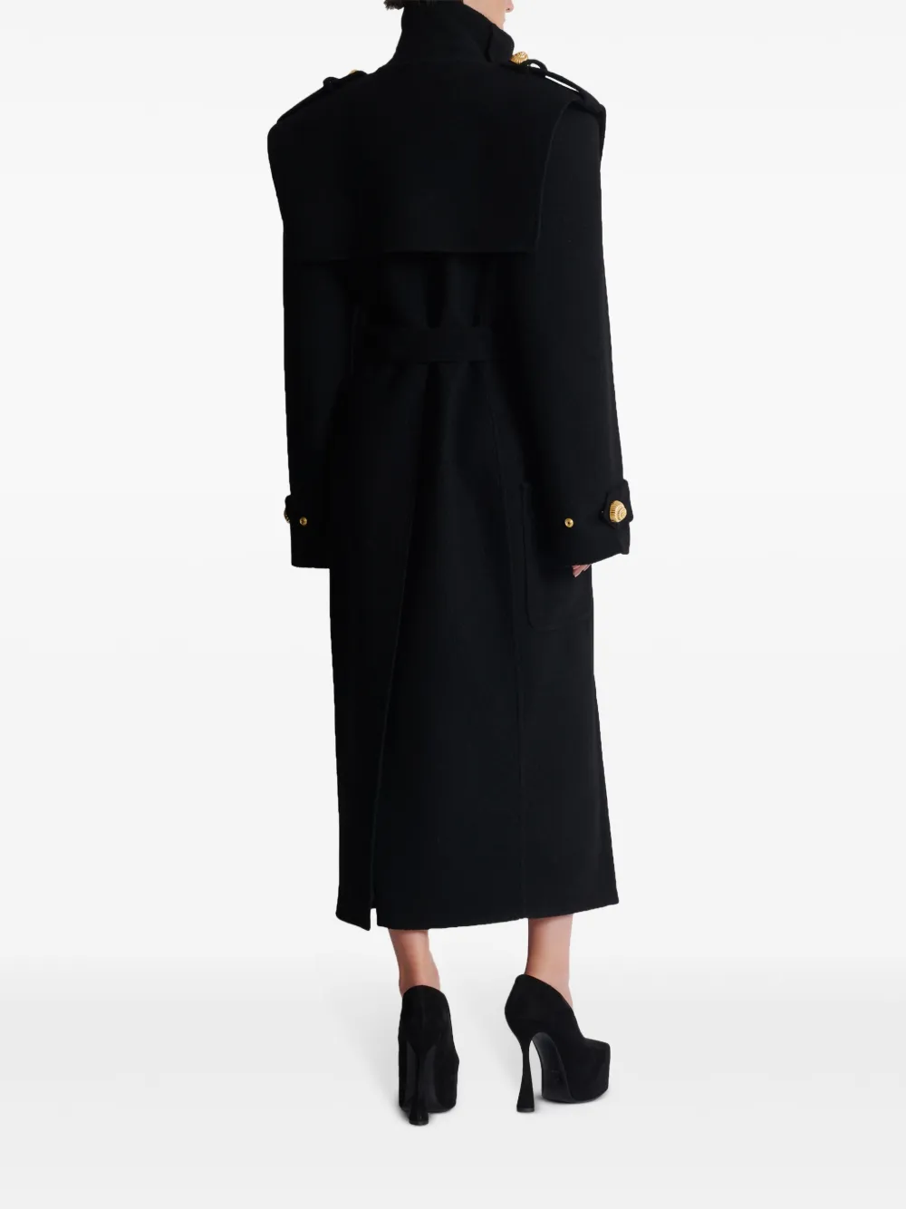 Balmain Decorative-buttons Trench Coat In 黑色