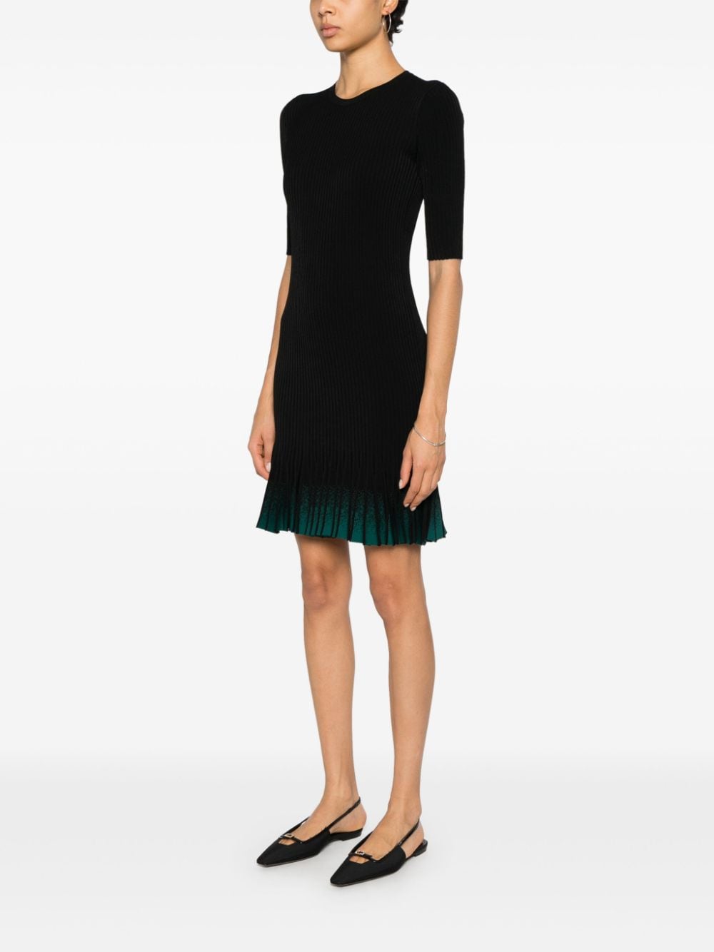 Shop Emporio Armani Pleated Minidress In Black