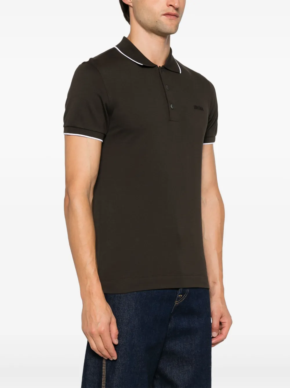 Zegna Poloshirt met geborduurd logo Bruin