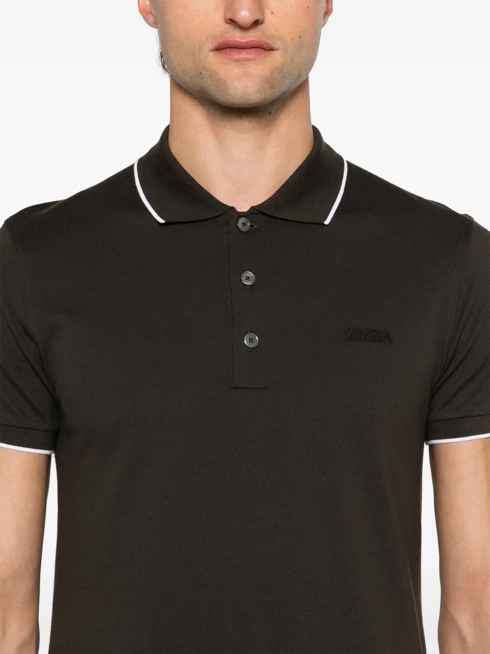 Zegna Poloshirt met geborduurd logo Bruin