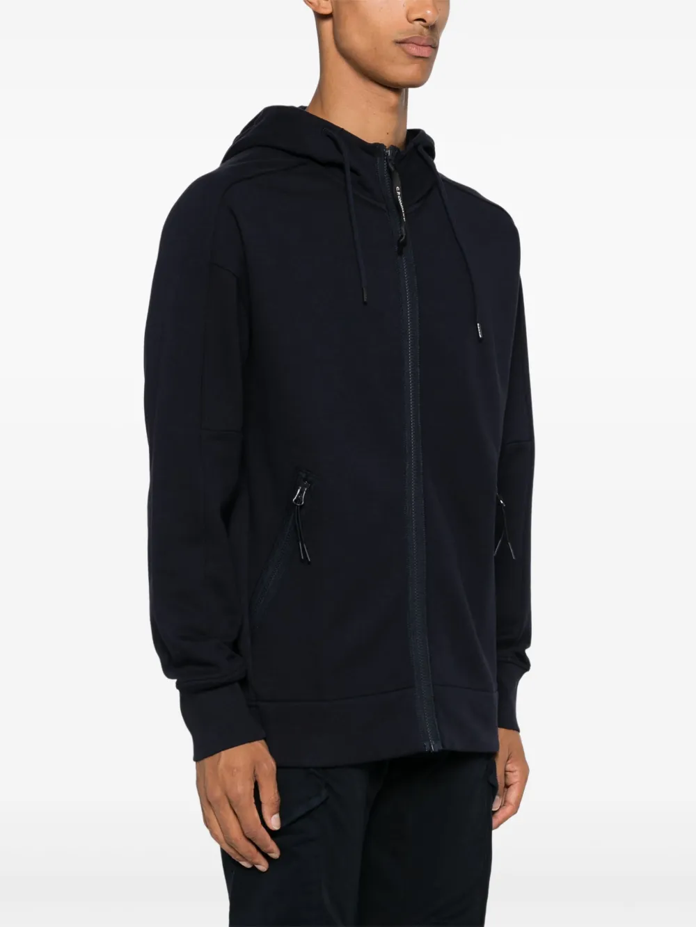 Cp company black zip hoodie best sale