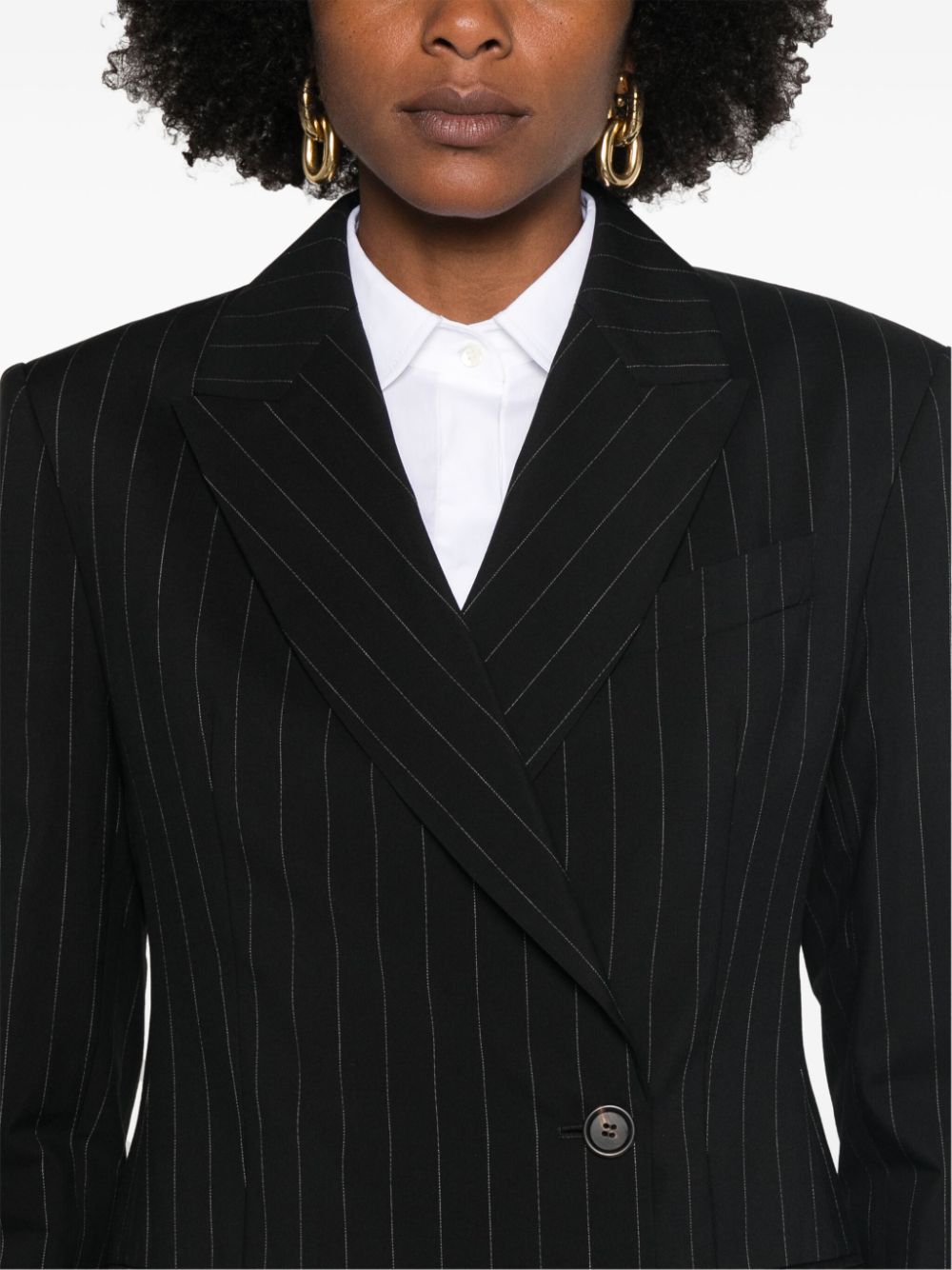 Shop Brunello Cucinelli Pinstripe-pattern Blazer In Black