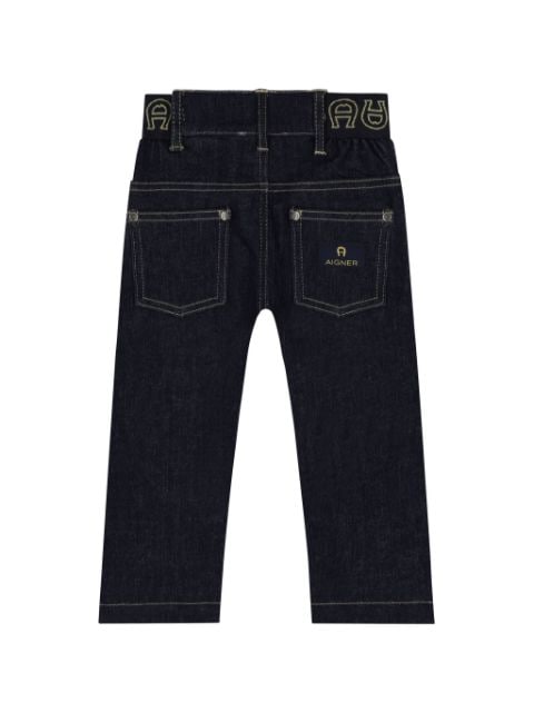 logo-embroidered jeans