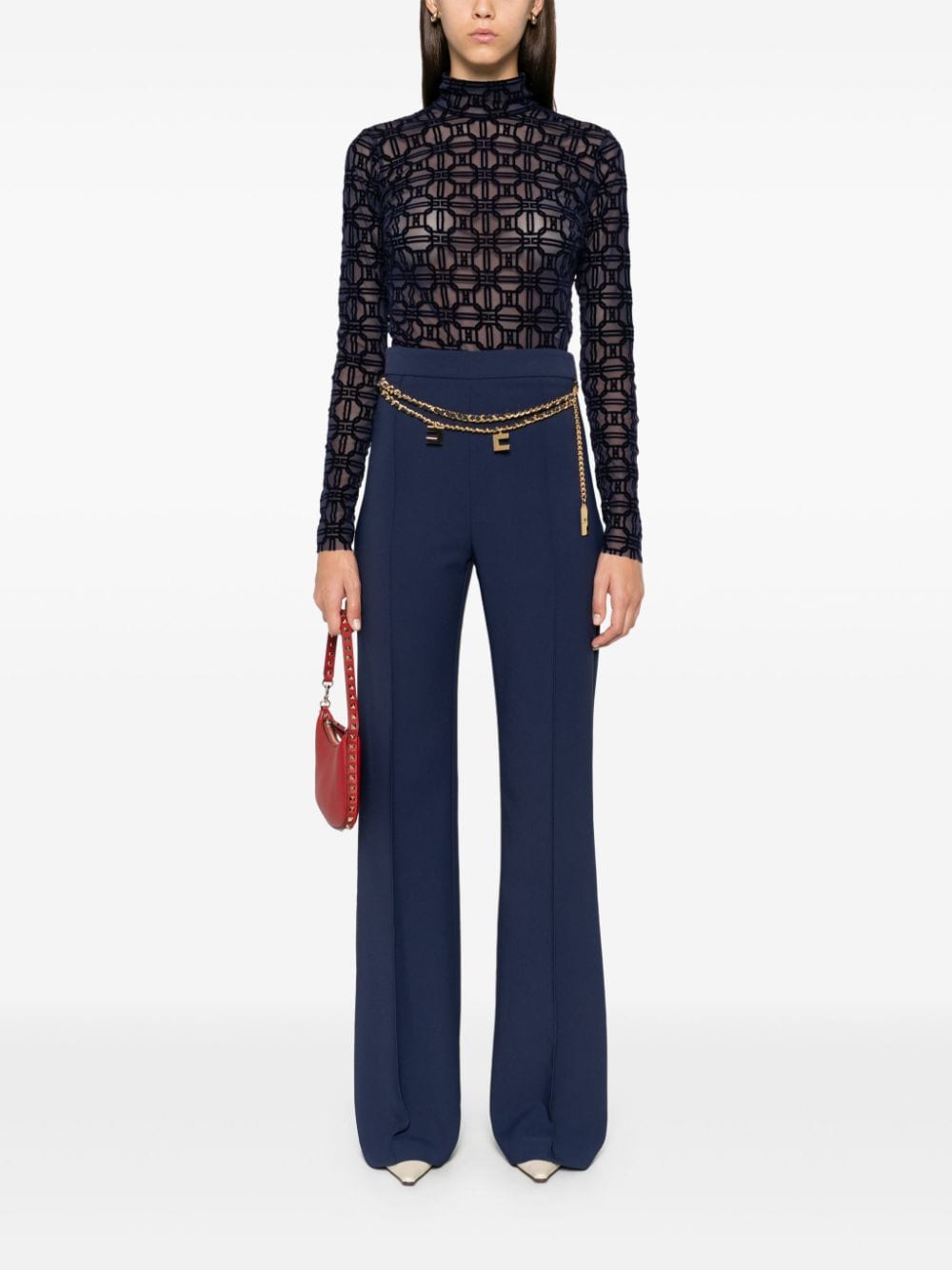 Elisabetta Franchi crepe palazzo trousers - Blauw