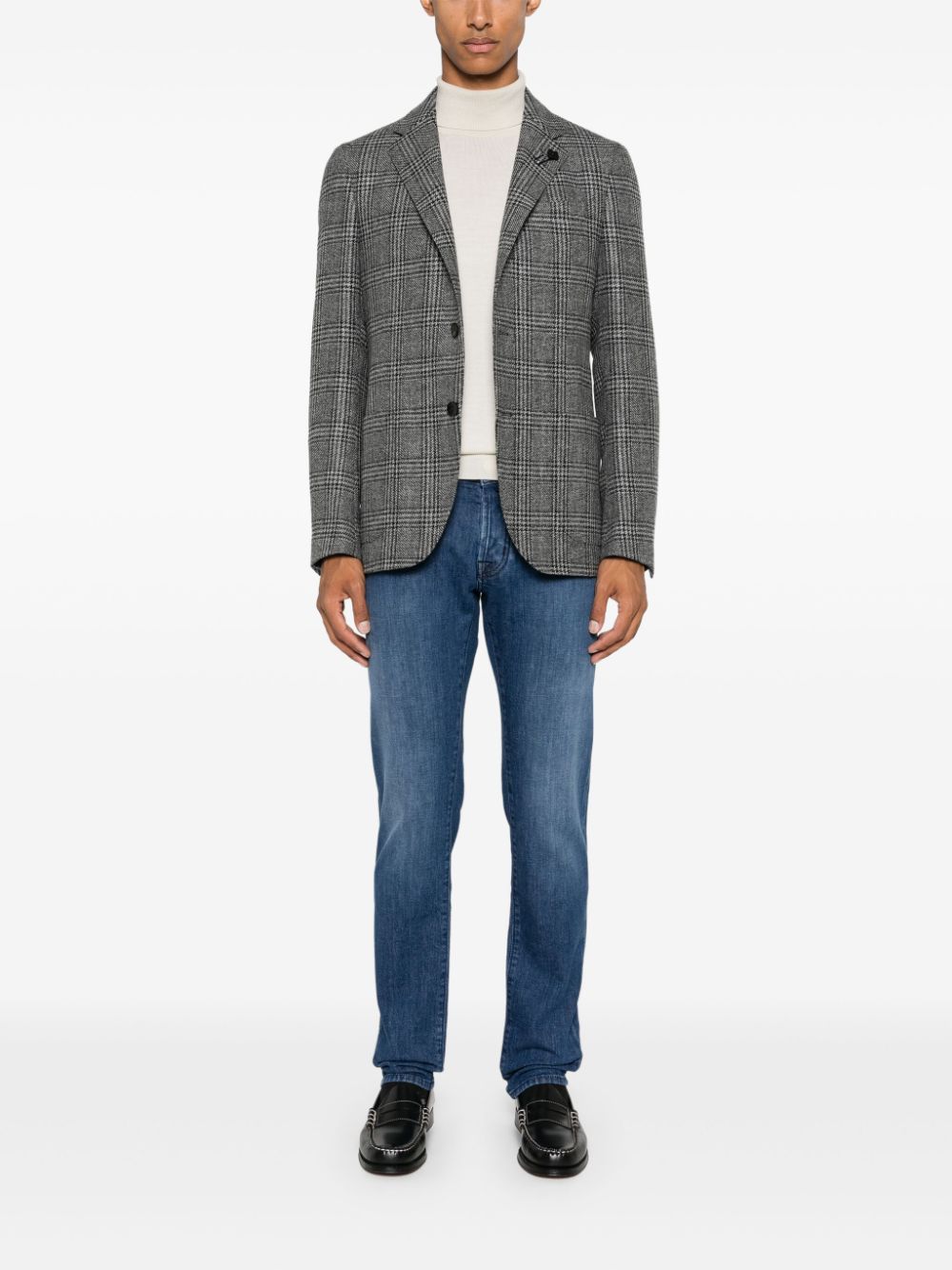 Shop Lardini Checkered Blazer In Black