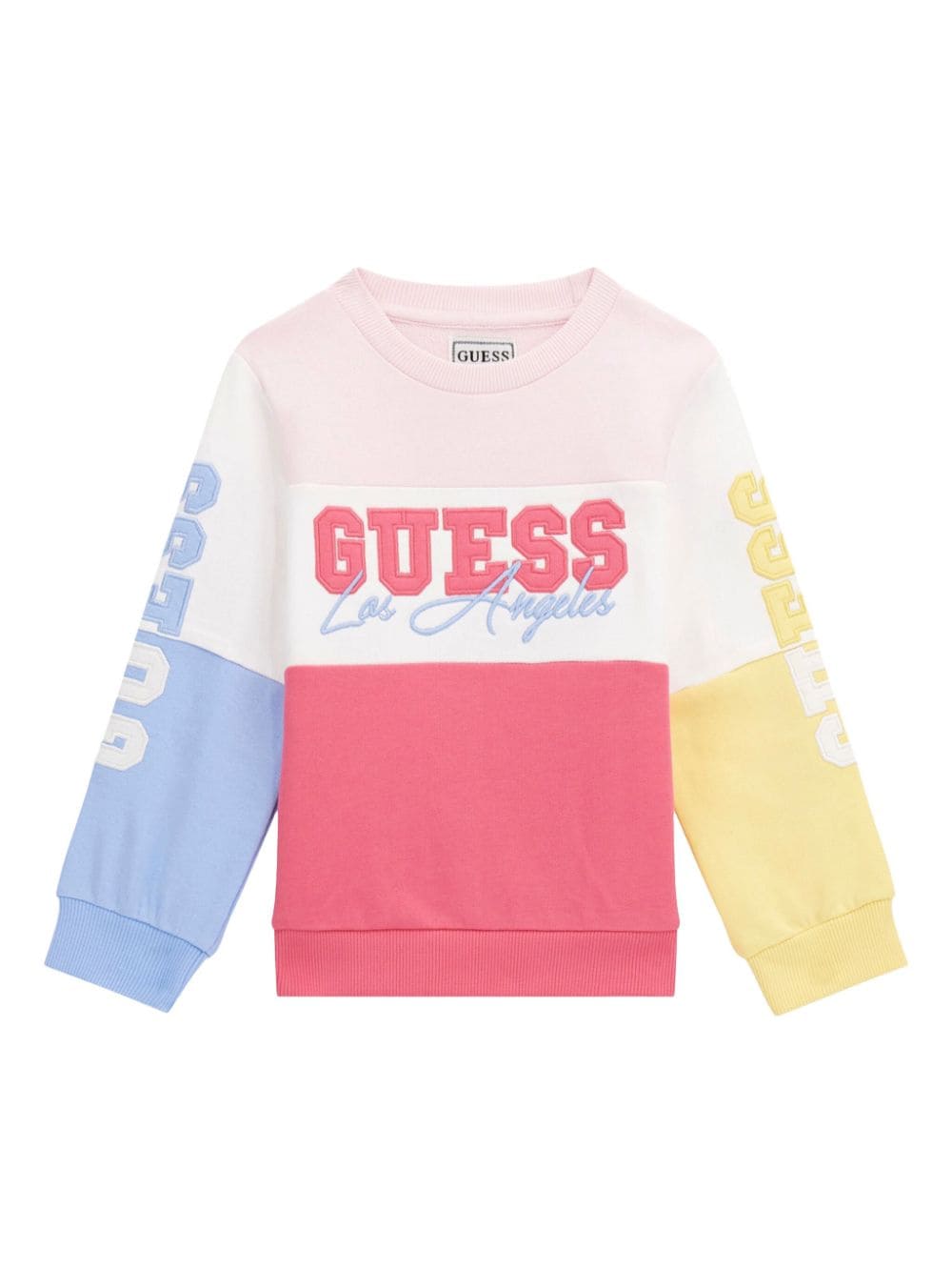 Shop Guess Logo-embroidered Sweatshirt In Pink