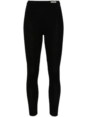 【送料&関税込】MSGM Leggings With Logo Black Self-Tie Leggings by MSGM on Sale