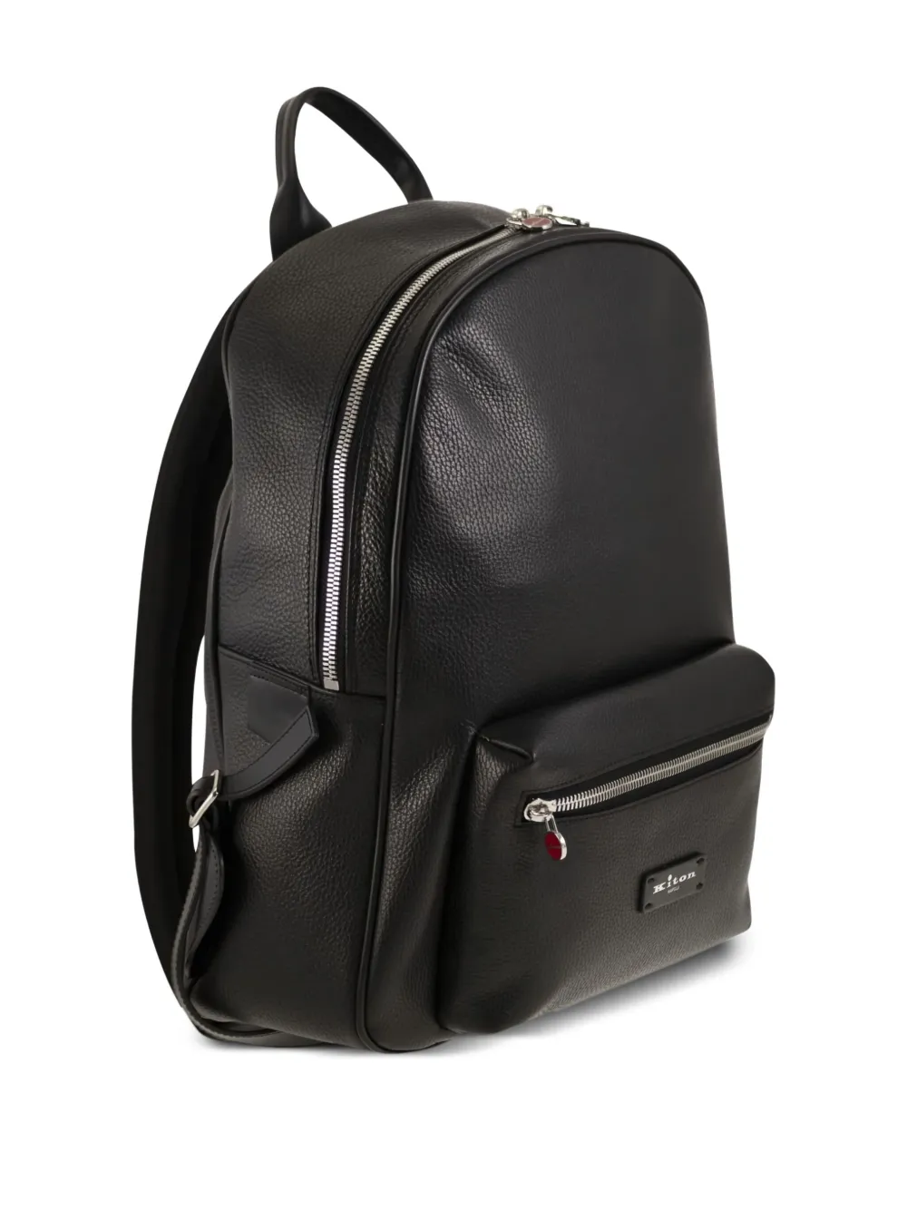 Kiton Leren rugzak met handgreep Zwart