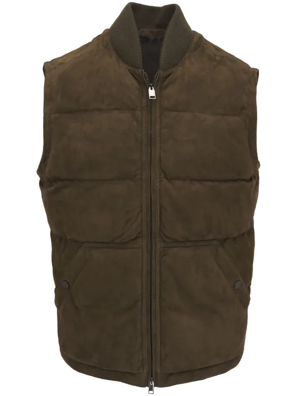 Brioni Padded Suede Gilet Brown FARFETCH JO