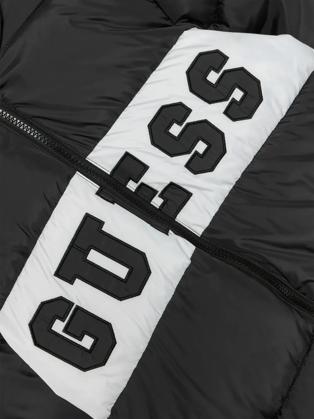 guess kids Gewatteerd jack met logoprint Zwart