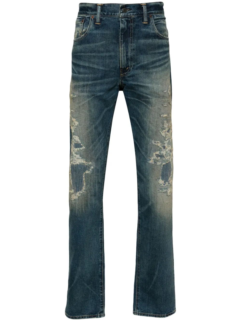 distressed-effect jeans