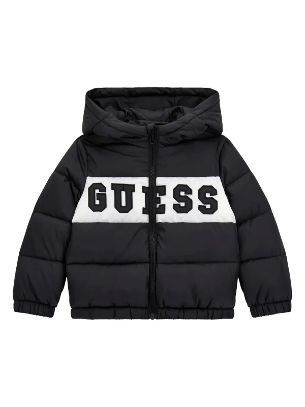 Guess Kids logo print Padded Jacket Black FARFETCH AE