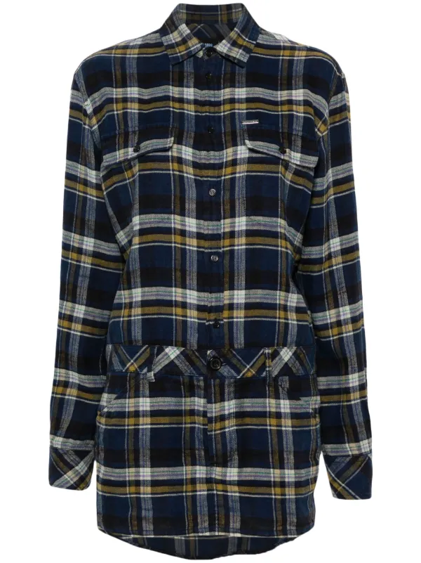 blue check mini dress self-portrait - Blue Check Knit Mini Dress main image 1