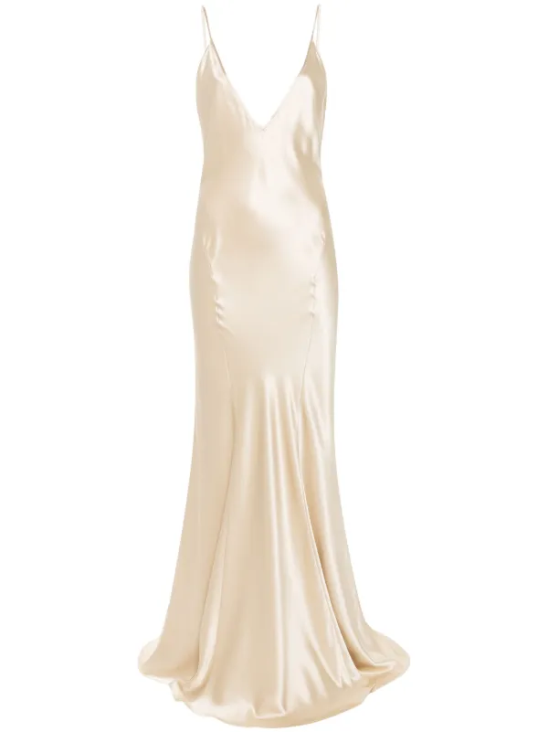 VIP【送料関税込】Saint Laurent V-NECKED SLEELVESS DRESS SAINT LAURENT Ruched Deep V-Neck Gown | endource