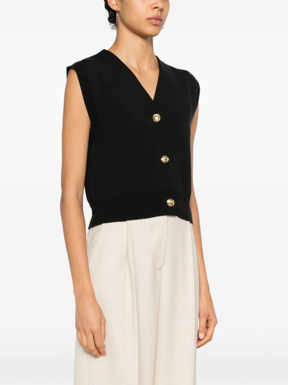 Shop Blazé Milano Knitted Vest In 黑色