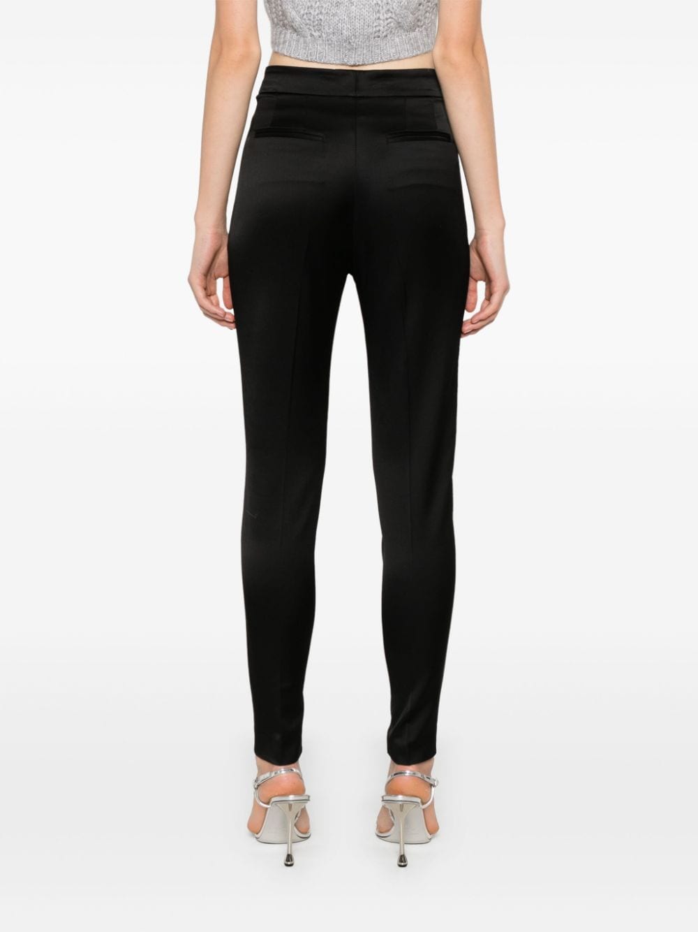 Shop Pt Torino Satin Trousers In Black