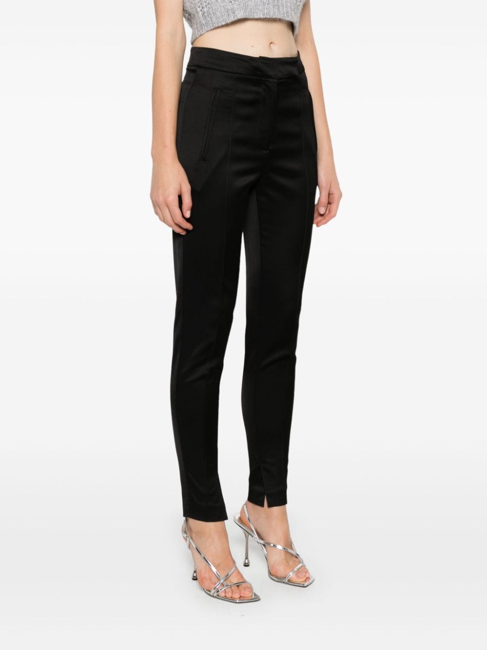 Shop Pt Torino Satin Trousers In Black