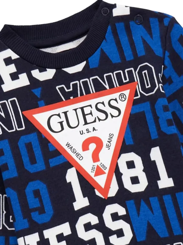 Guess Kids logo print Sweatshirt Blue FARFETCH AE