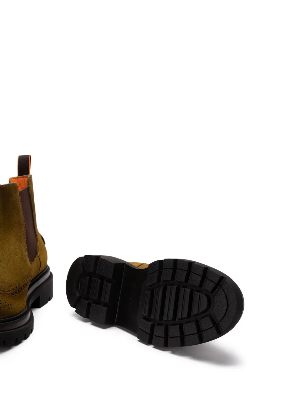 Santoni leather logo-patch chelsea boots Green