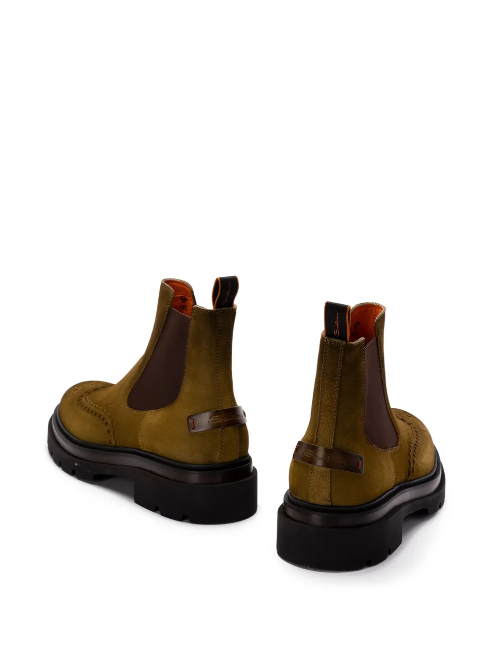 Santoni leather logo-patch chelsea boots Green