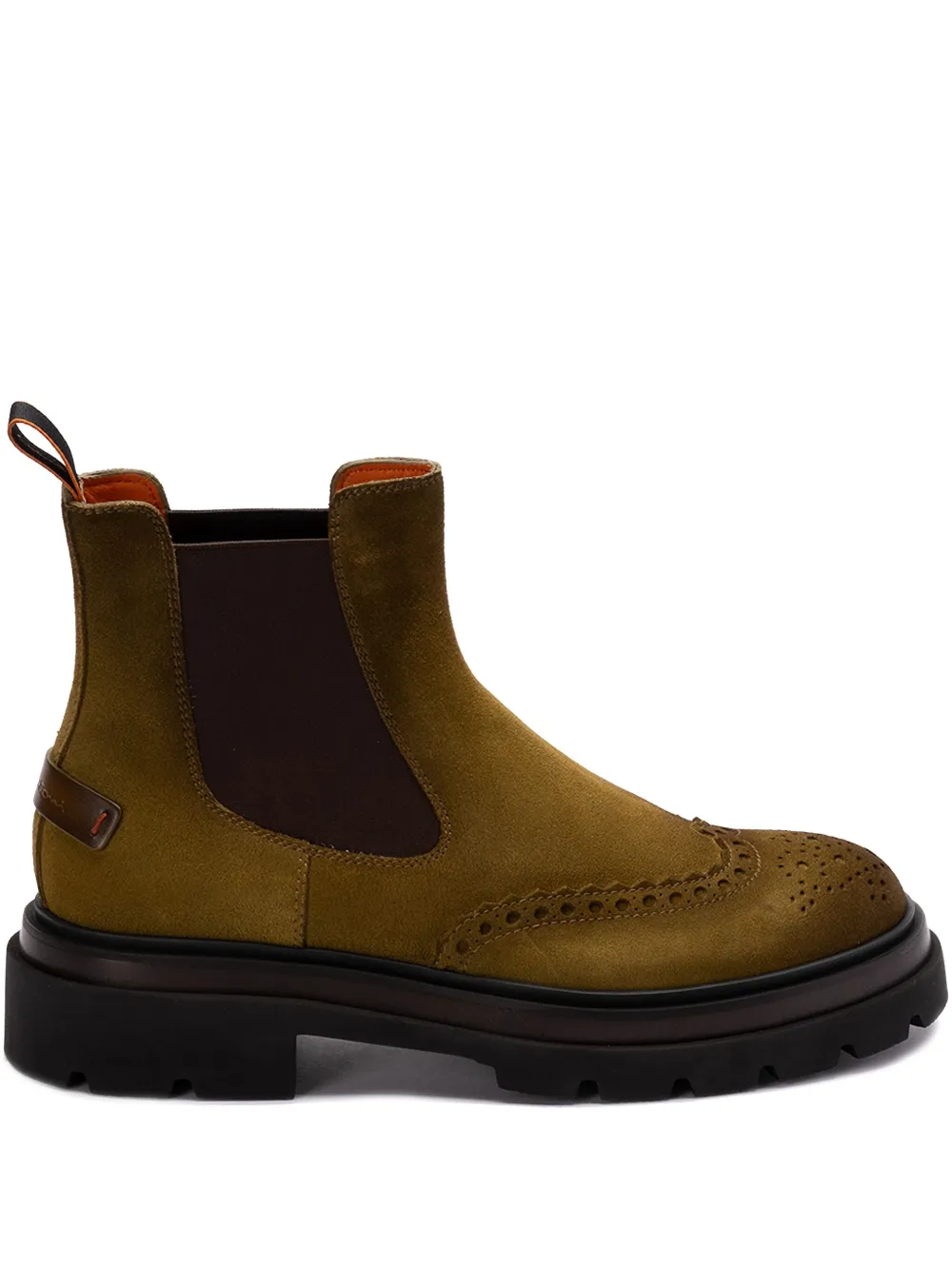 Santoni leather logo-patch chelsea boots Green