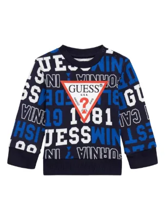 Guess Kids logo print Sweatshirt Blue FARFETCH CA