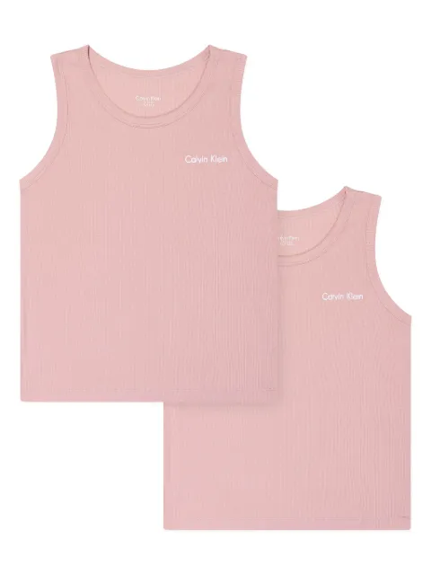 Calvin Klein Kids logo-embroidered ribbed vest (set of two) 