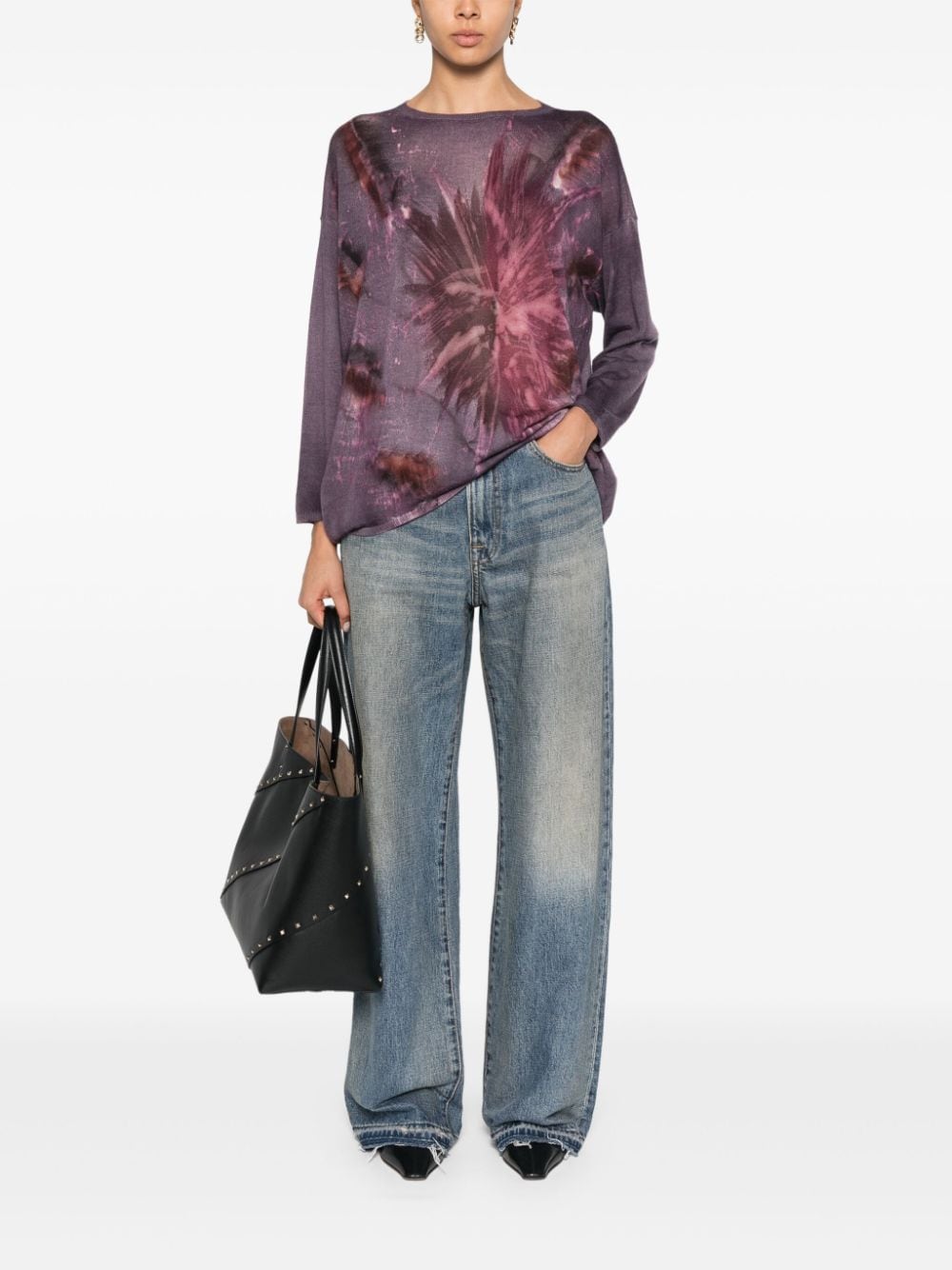 Shop Avant Toi Abstract- Print Sweater In Purple