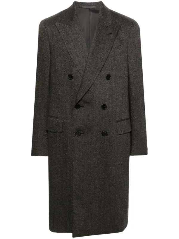 Caruso Herringbone Coat Black FARFETCH PT