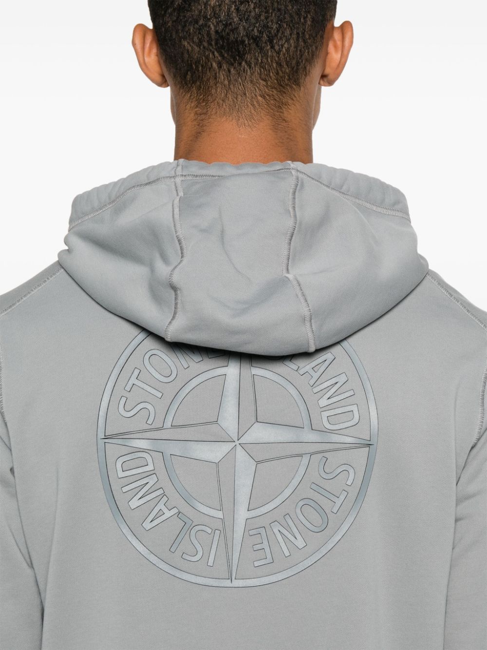 Shop Stone Island Compass-motif Hoodie In Grey