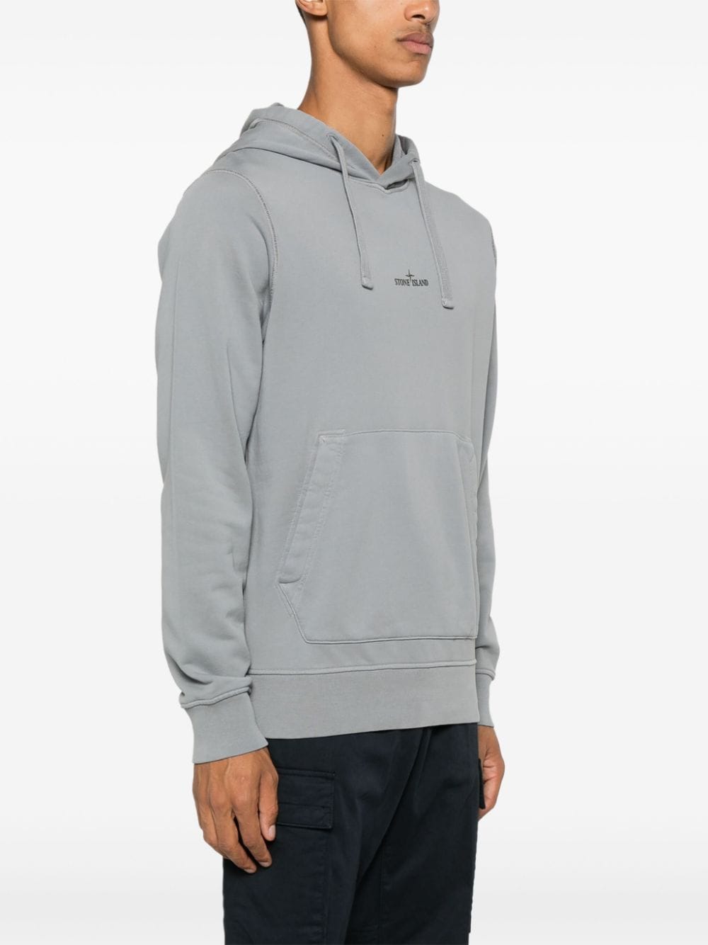 Shop Stone Island Compass-motif Hoodie In Grey