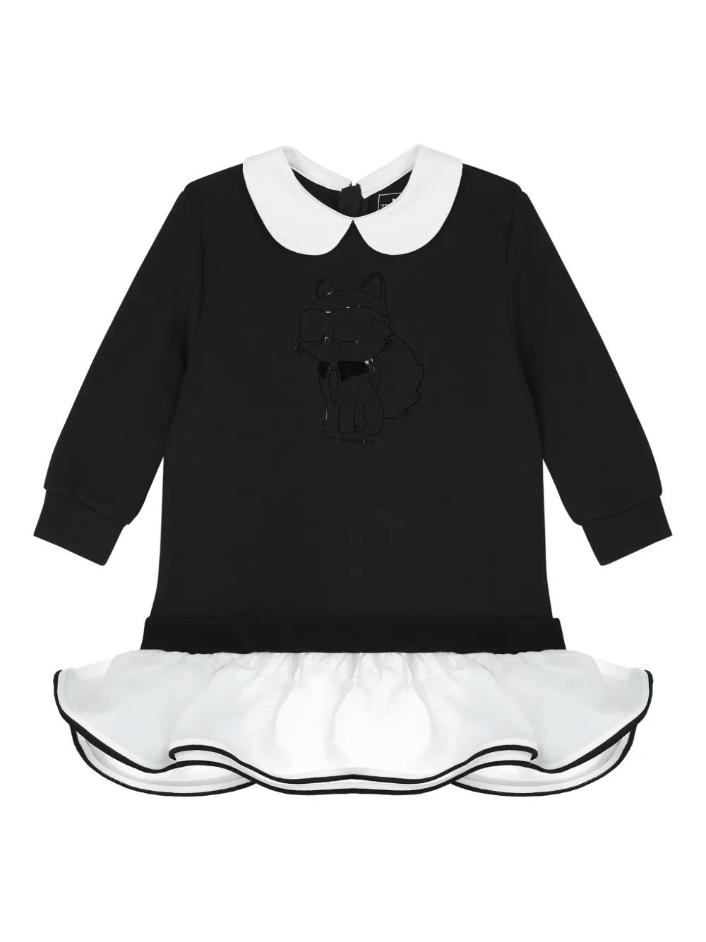 Karl Lagerfeld Kids ruffled Peter-Pan collar dress - ブラック Karl Lagerfeld Kids ruffled Peter-Pan collar dress - ブラック