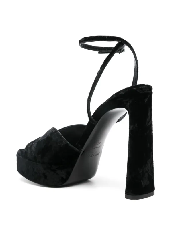 JIMMY CHOO カルリハックルサンタル KARLIPF125RDV BLACK Karli/PF 125 | Black Metallic Leather Platform Sandals
