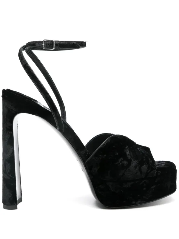 【完売必至】Jimmy Choo Karli 125 ベルベットサンダル Karli 125 velvet platform sandals in red - Jimmy Choo