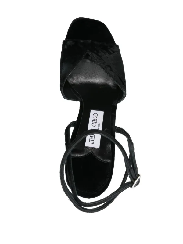 【完売必至】Jimmy Choo Karli 125 サテンサンダル Karli/PF 125 | Black Metallic Leather Platform Sandals