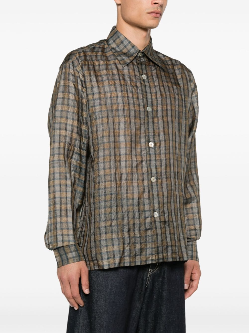 Shop Kartik Research Check-pattern Shirt In Green